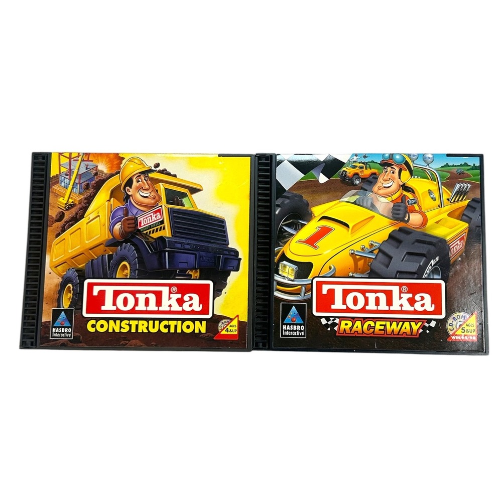 VTG Tonka PC CD-ROM Game Lot Hasbro Interactive Construction Raceway 1997 1999